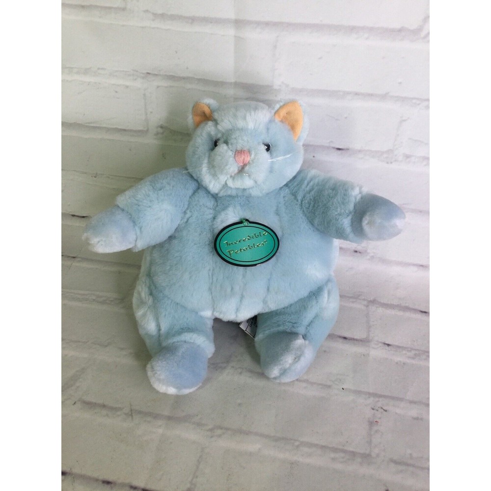 Incredible Petables Blue Chubby Kitty Kitten Fat Cat Stuffed Animal Plush Toy